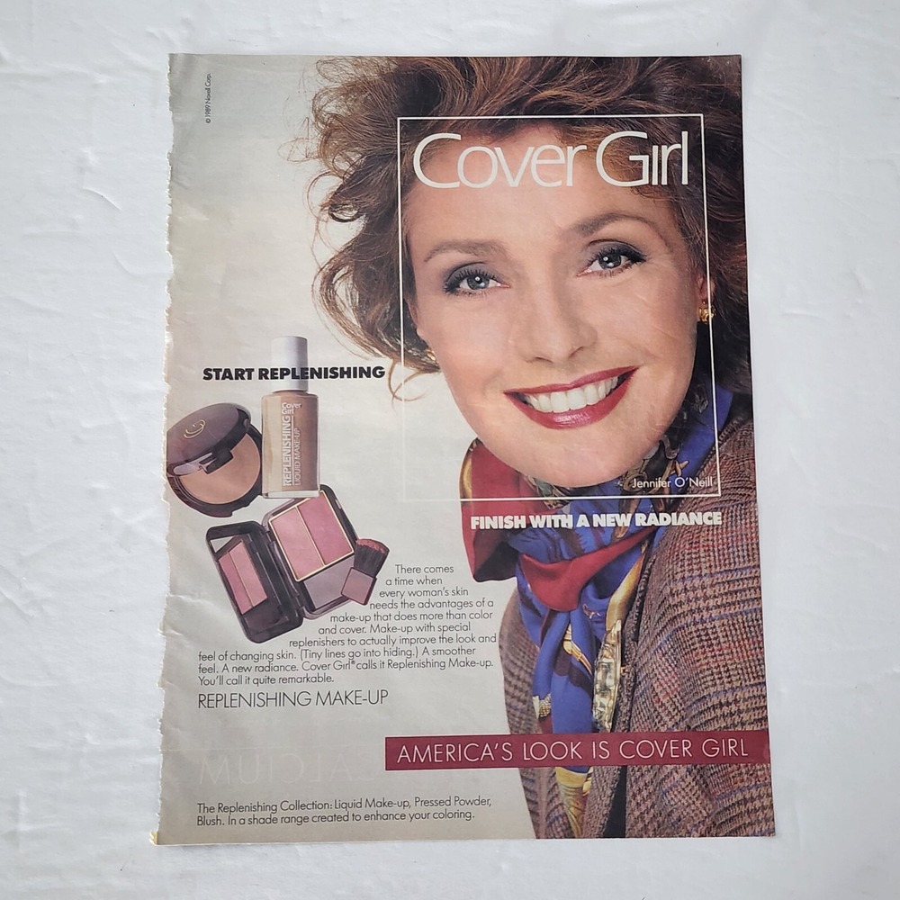 Vintage 1989 Cover Girl Print Ad Jennifer O'Neill Replenishing Make-up 8x10